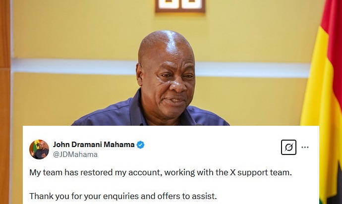 John Mahama Regains Control of Hacked X Account