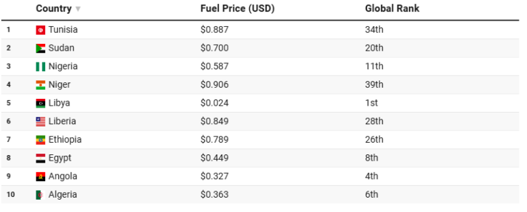 Top 10 African countries with the lowest fuel prices in February 2026 ...